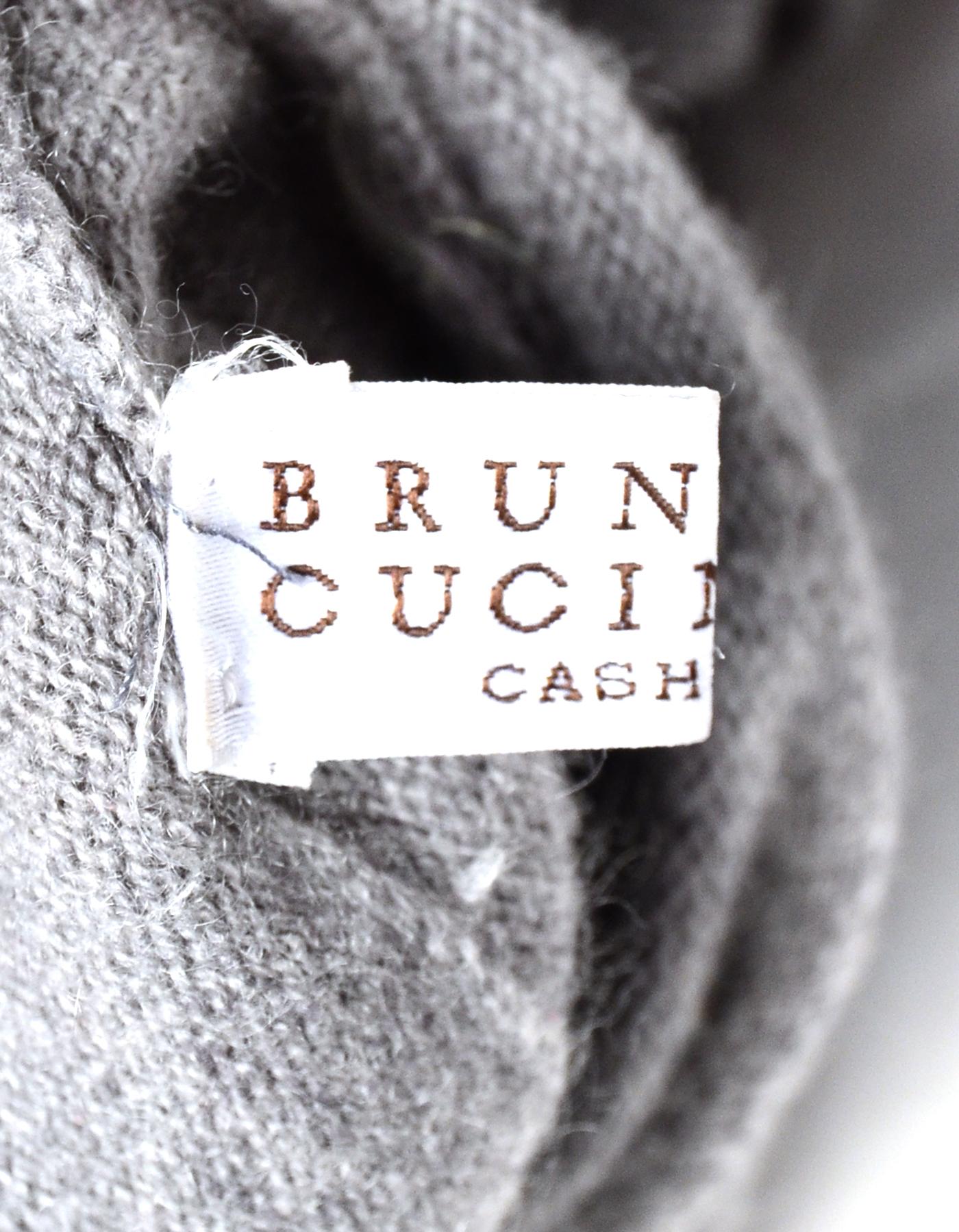 Gray Brunello Cucinelli Grey Cashmere Turtleneck Sweater Dress W/ Pockets Sz S