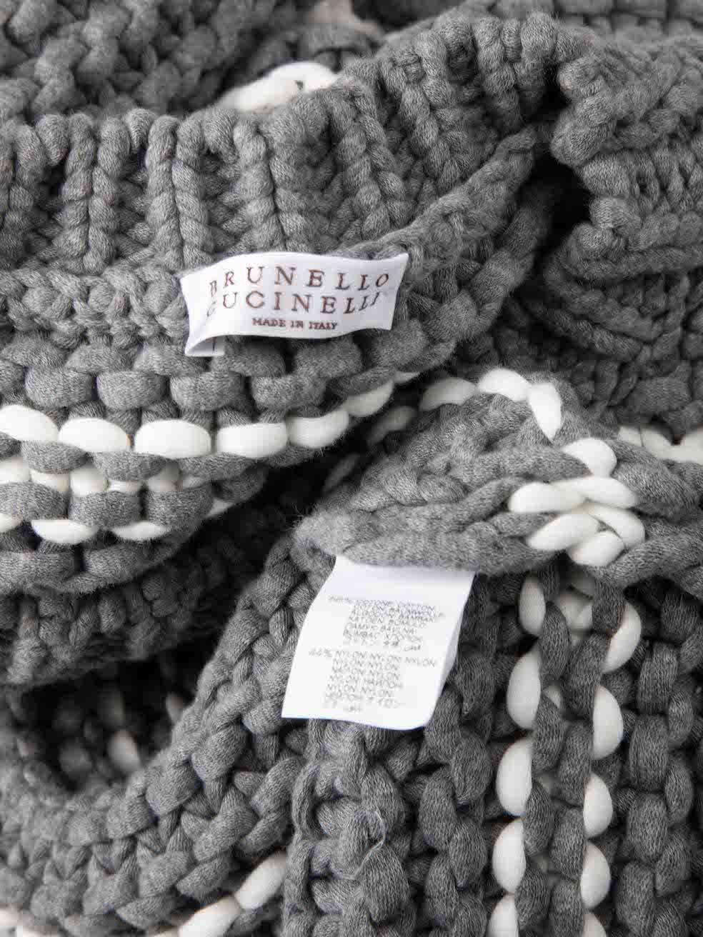 Women's Brunello Cucinelli Grey Chunky Knit Stripe Top Size M For Sale