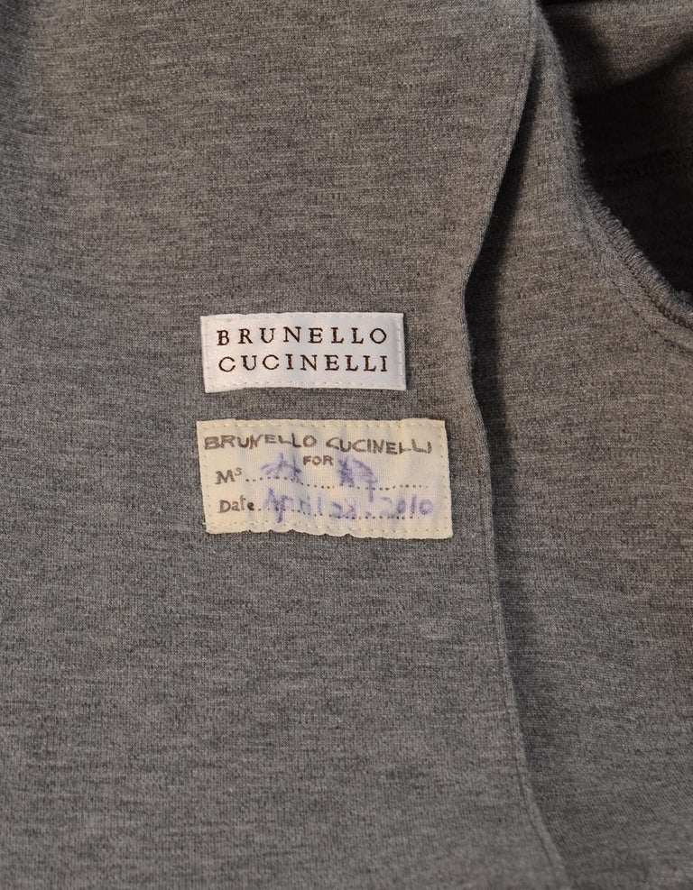 Brunello Cucinelli Grey Cotton Blend Short Cap Sleeve Jacket W/ Back ...
