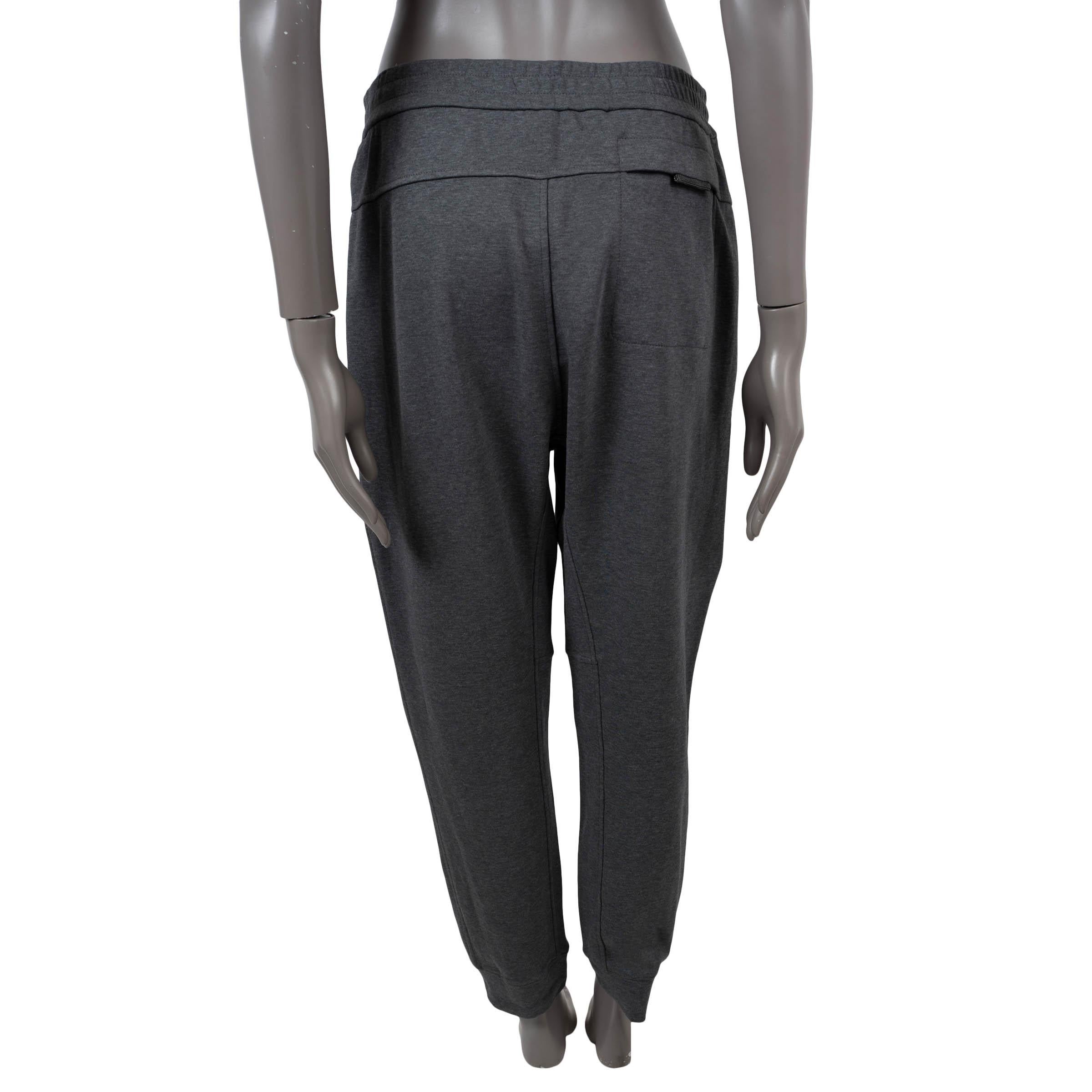 Black BRUNELLO CUCINELLI grey cotton jersey TAPERED Sweatpants Pants L For Sale