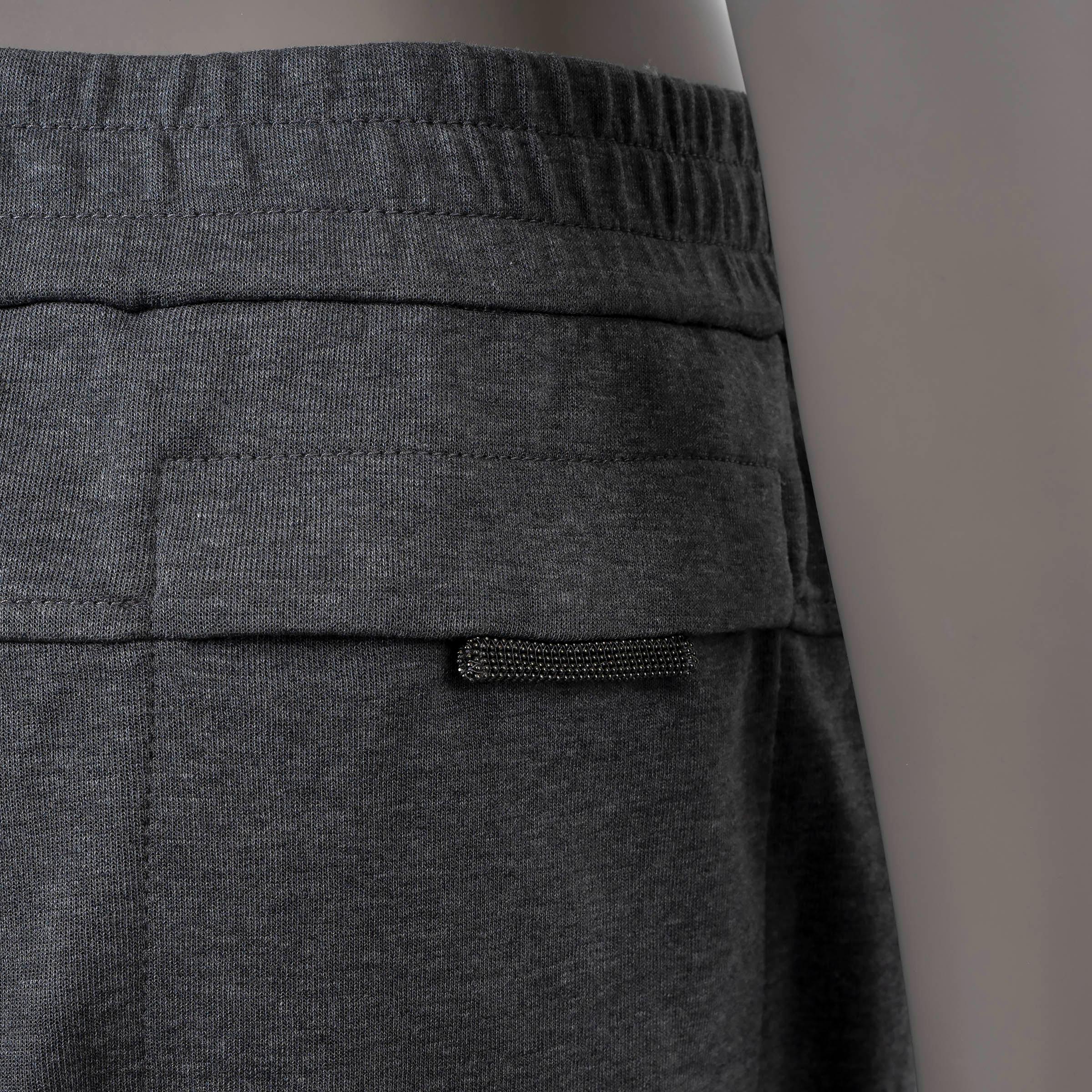 Women's BRUNELLO CUCINELLI grey cotton jersey TAPERED Sweatpants Pants L For Sale