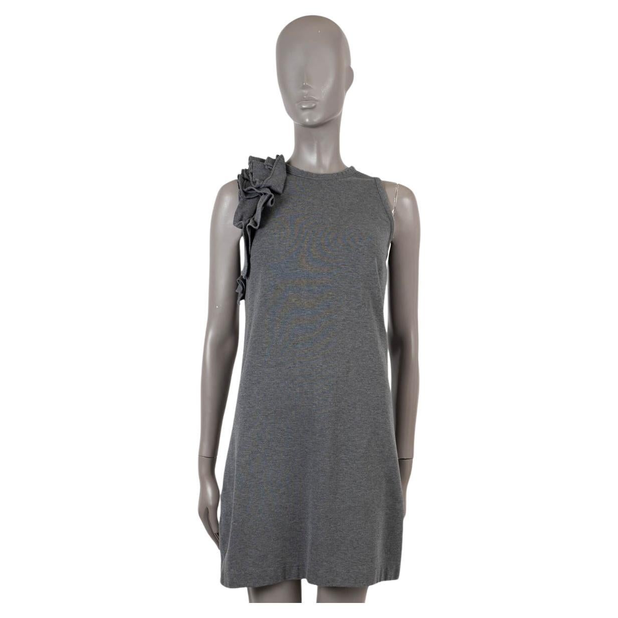 BRUNELLO CUCINELLI grey cotton RUFFLE TRIM MINI KNIT Dress S For Sale
