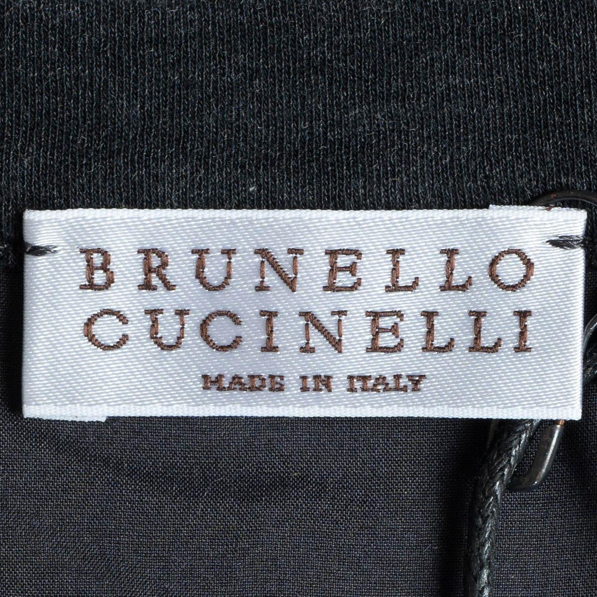 BRUNELLO CUCINELLI grey cotton & silk PANELED MONILI V-NECK Sweater XL For Sale 2
