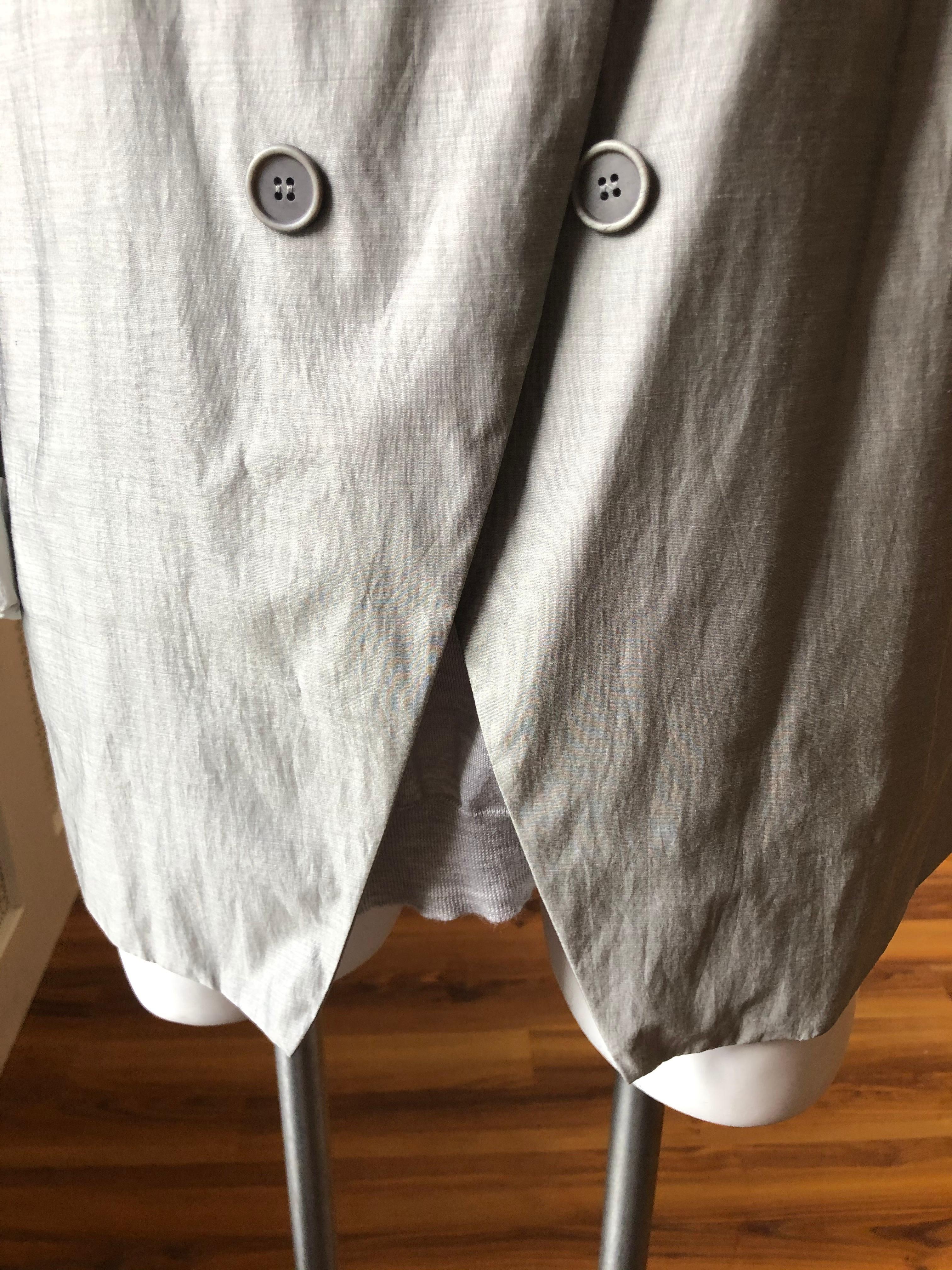 Gray Brunello Cucinelli Grey Fine Cashmire/Silk Sweater w/Cotton/Silk Jacket 48 (ITL)