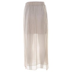Brunello Cucinelli Grau Geraffte Seide Semi Sheer Maxirock S