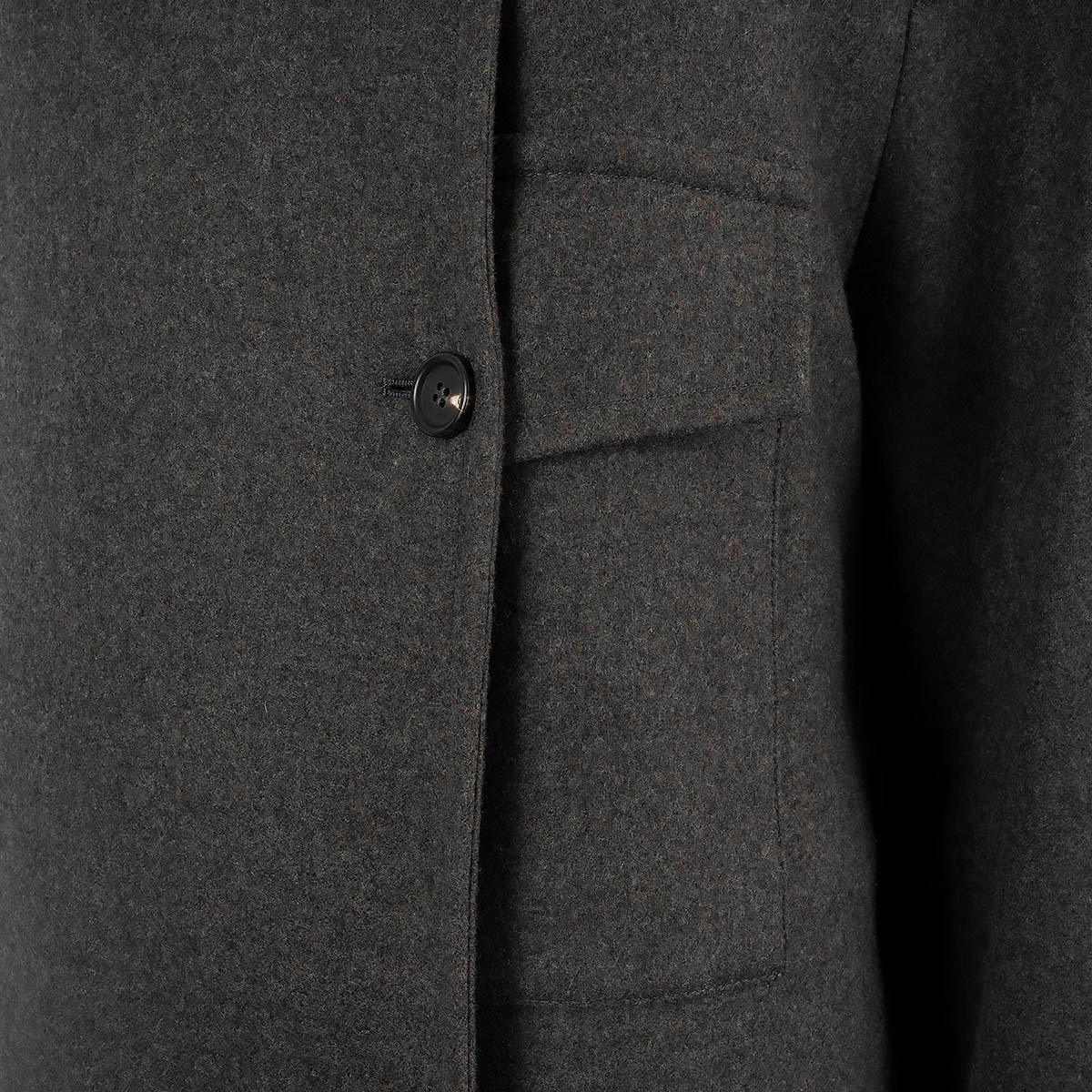 BRUNELLO CUCINELLI grey & green cashmere FUR TRIM Coat Jacket 40 S For Sale 3