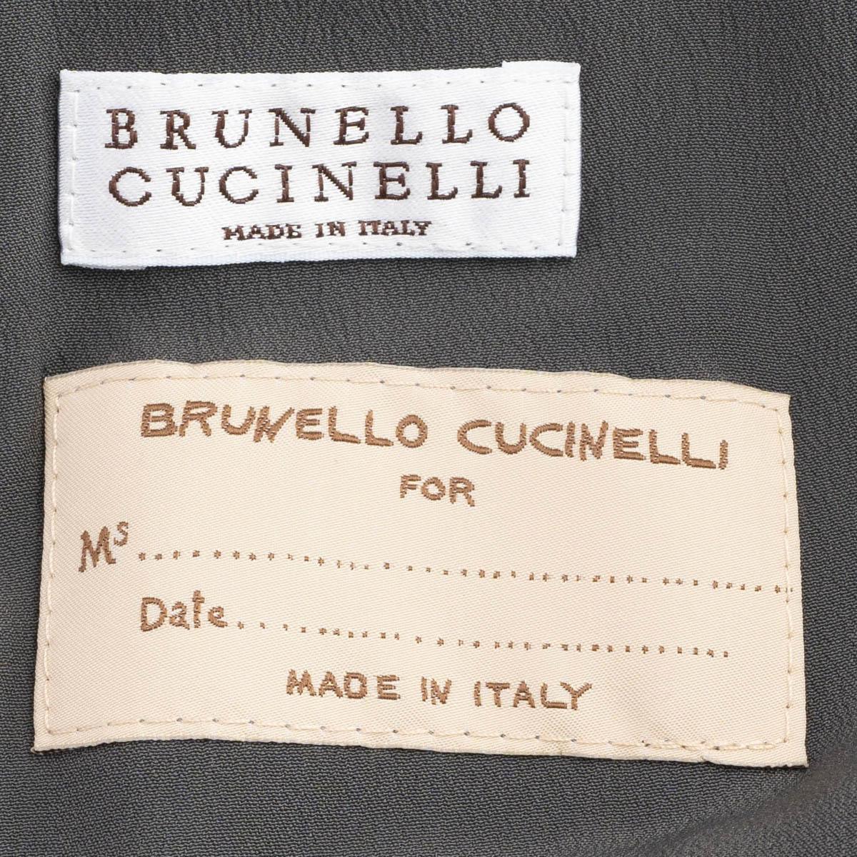 BRUNELLO CUCINELLI Manteau gris et vert cashmere FUR TRIM 40 S en vente 4