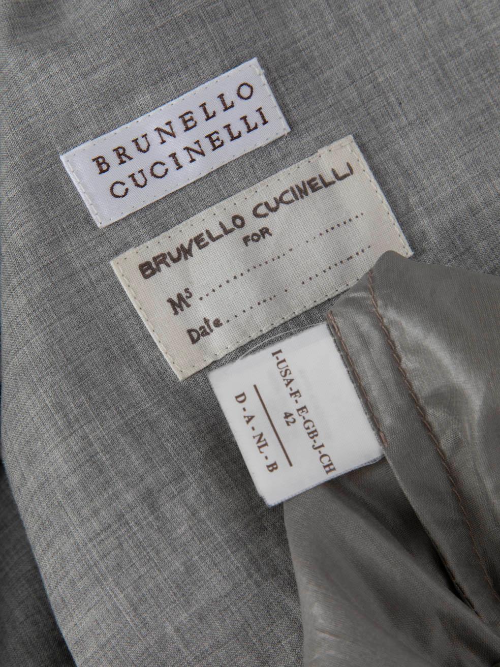Brunello Cucinelli Chaqueta gris con capucha y cordón Talla M en venta 2