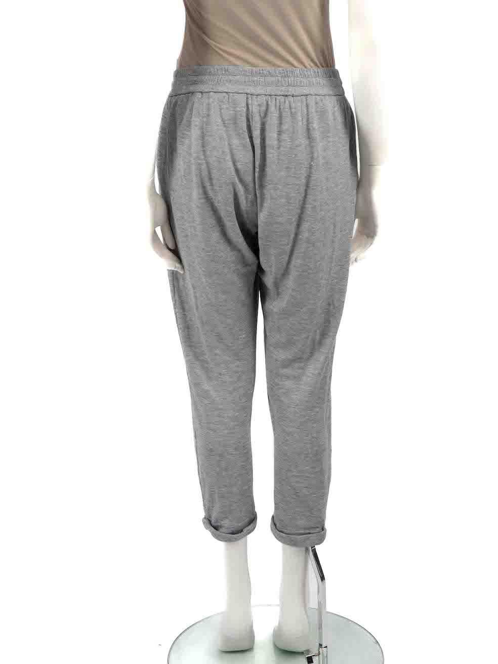 Brunello Cucinelli Grey Jersey Bead Trim Joggers Size S In Good Condition For Sale In London, GB
