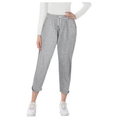 Brunello Cucinelli Joggers mit Perlenbesatz aus grauem Jersey, Größe S