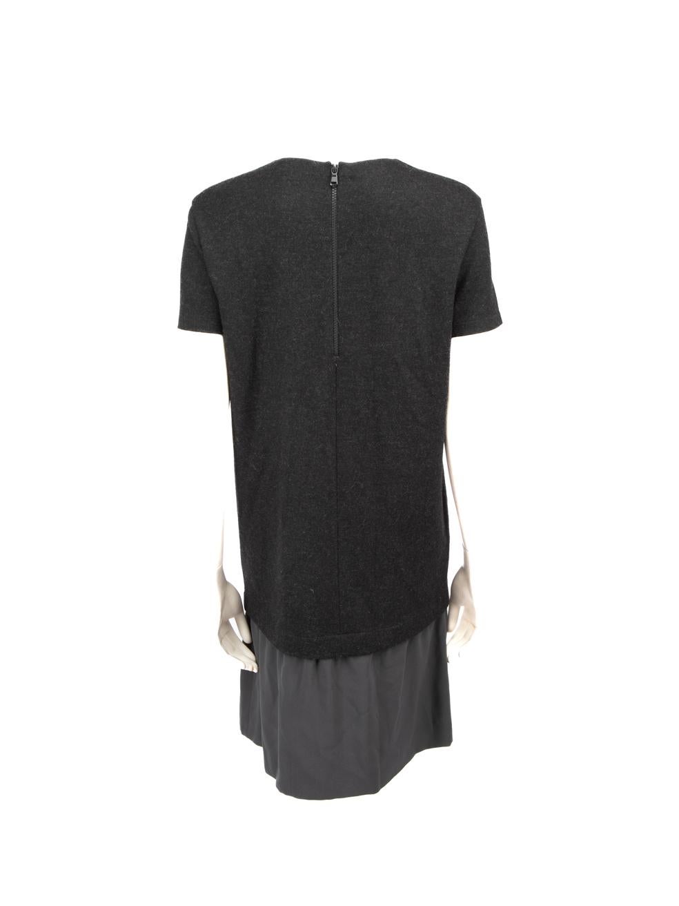 Black Brunello Cucinelli Grey Knee Length Wool Dress Size XS For Sale