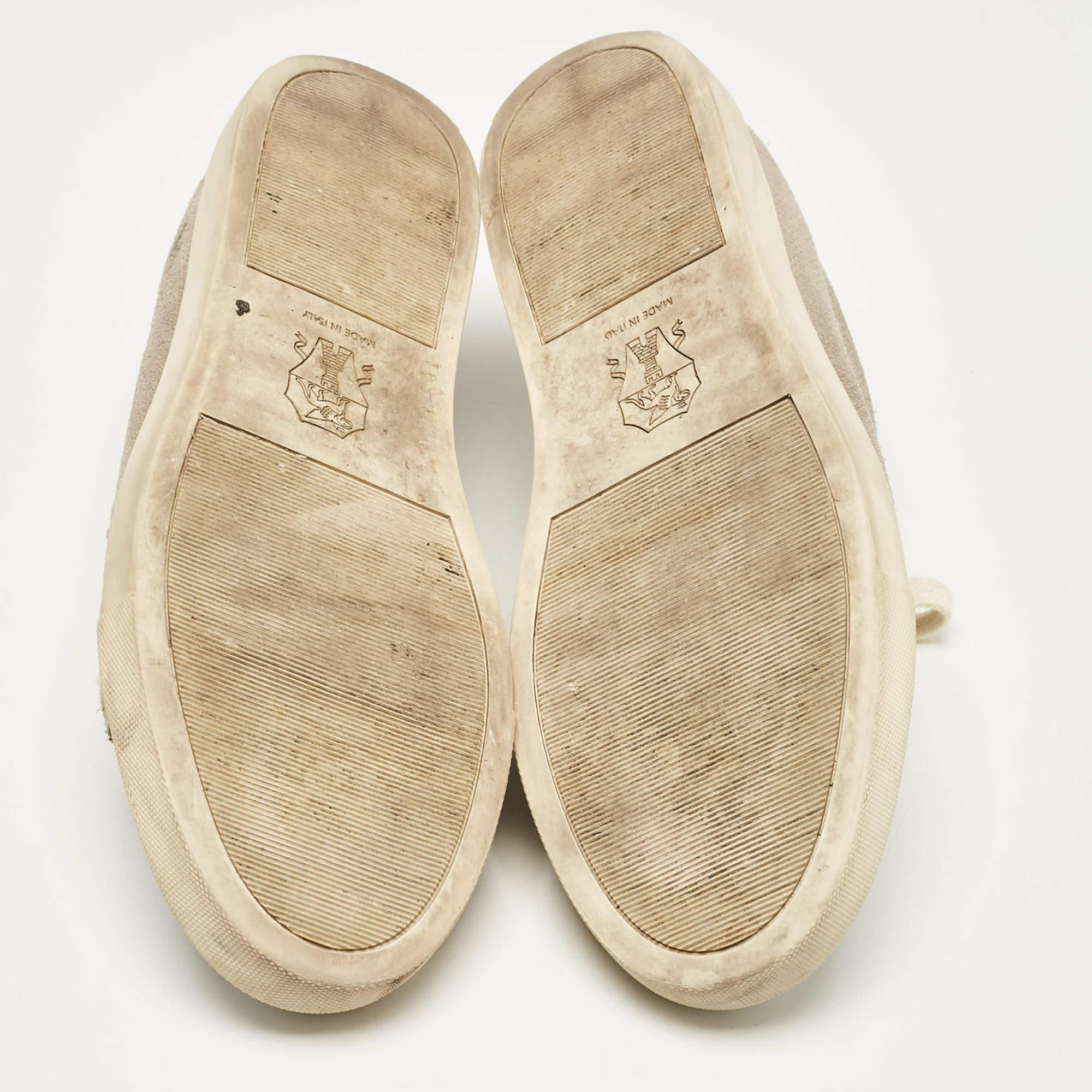 Brunello Cucinelli Grey Leather and Suede Low Top Sneakers Size 44 1