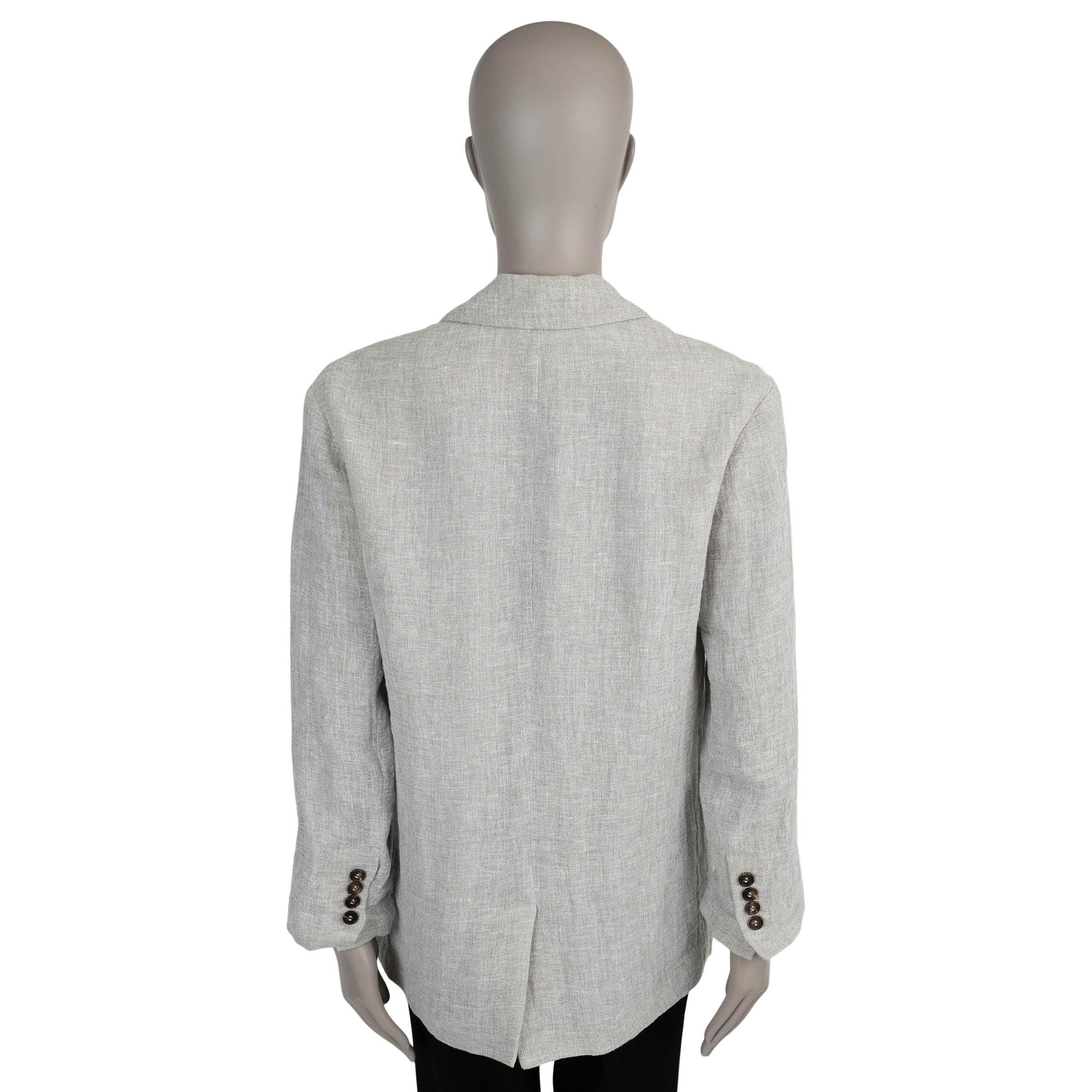 BRUNELLO CUCINELLI gris lino 2024 CRINKLED Chaqueta Blazer 40 S Gris en venta