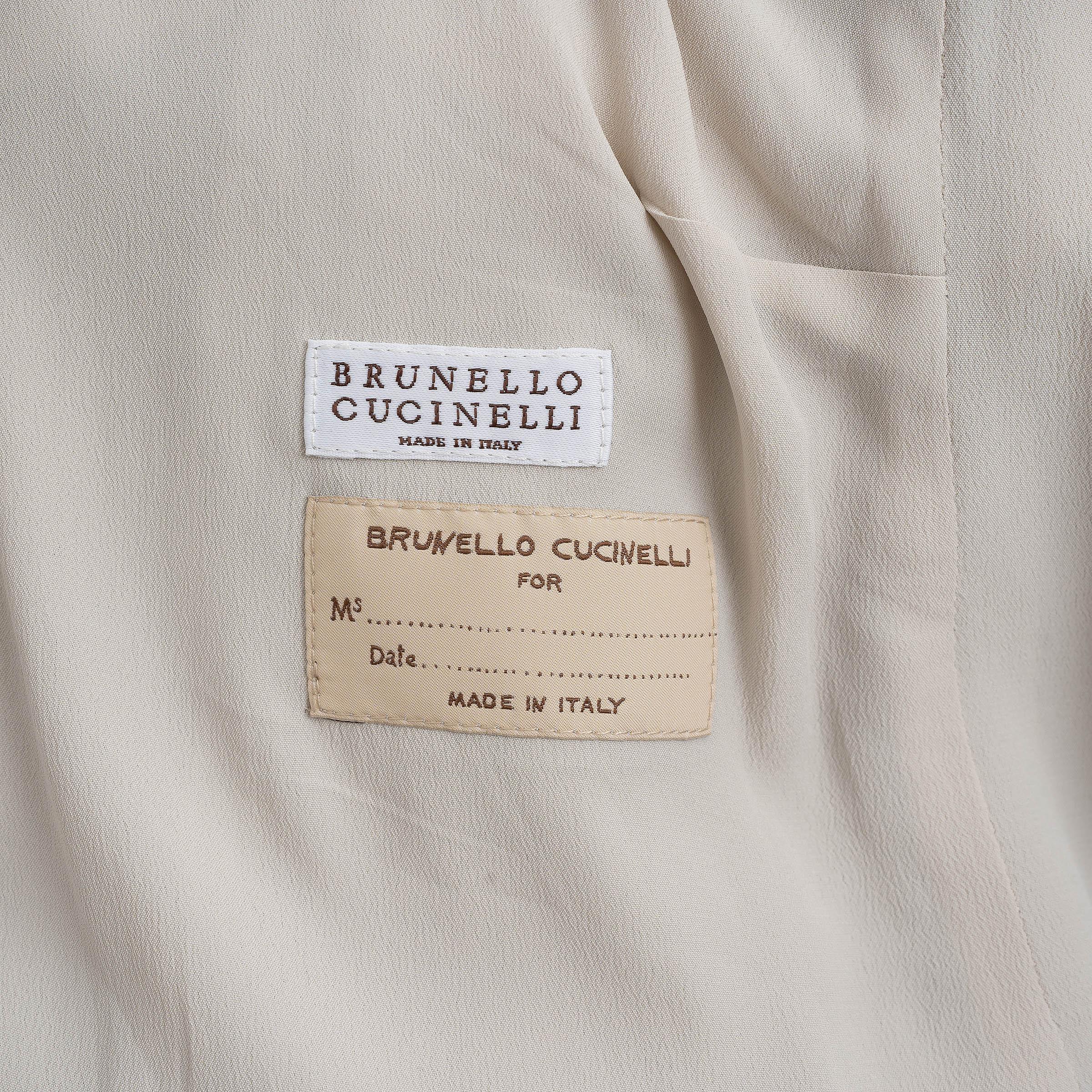 BRUNELLO CUCINELLI gris lino 2024 CRINKLED Chaqueta Blazer 40 S en venta 1
