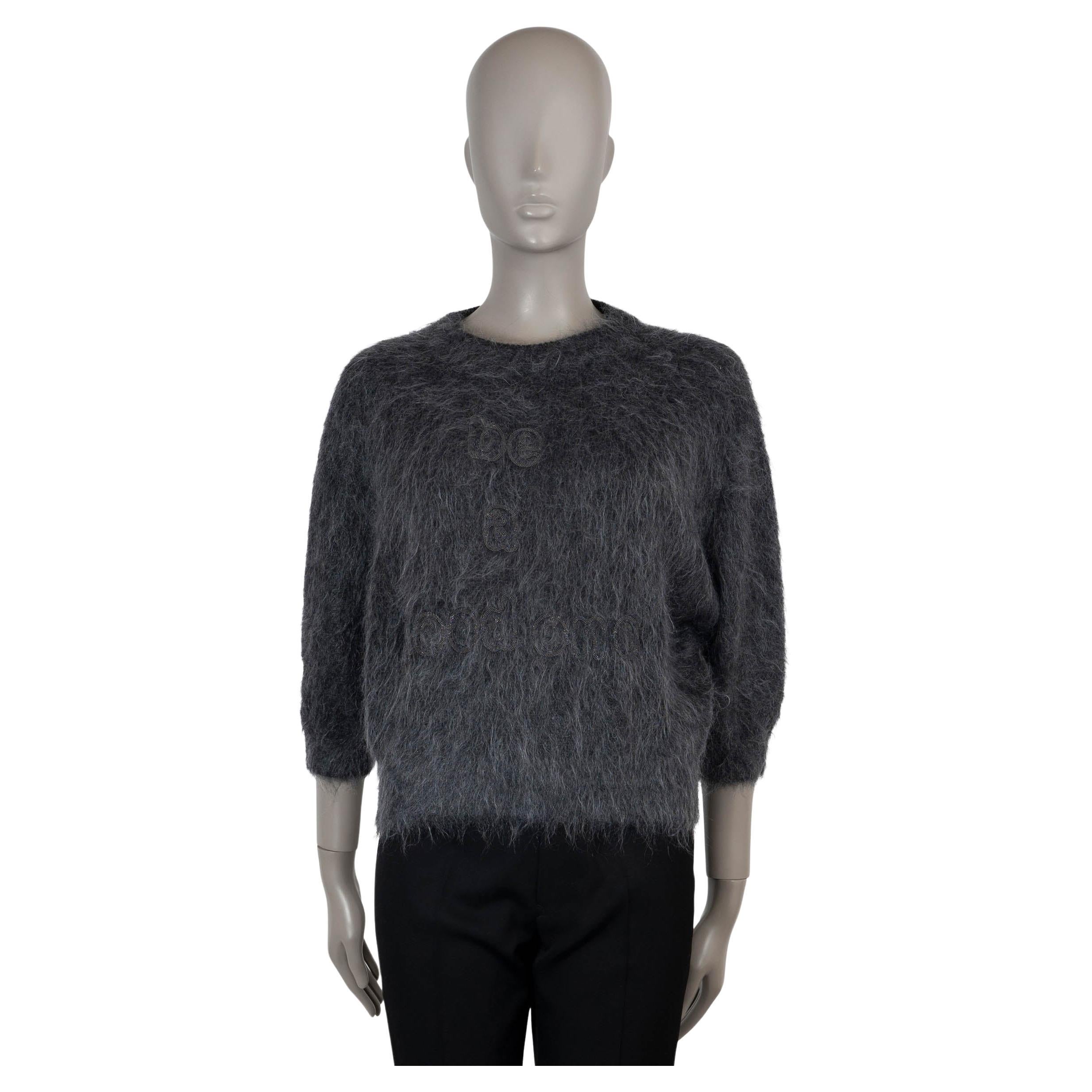 BRUNELLO CUCINELLI grey mohair 2019 MONILI BE A GOOD ONE Sweater S For Sale