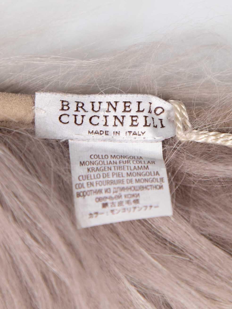 Women's Brunello Cucinelli Grey Mongolian Goat Fur Tied Collar For Sale