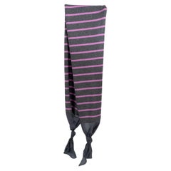 BRUNELLO CUCINELLI grey & purple STRIPED CASHMERE & SILK Muffler Scarf