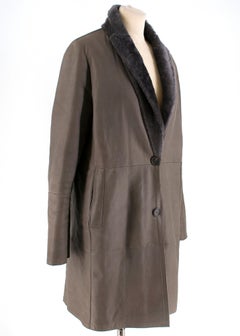 Brunello Cucinelli Grey Reversible Sheepskin & Silk Coat 42 S