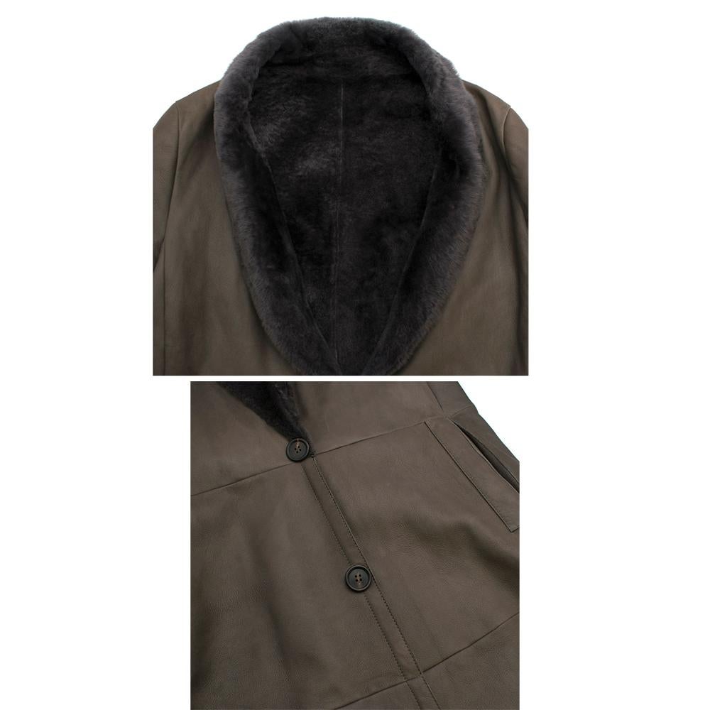 Brunello Cucinelli Grey Reversible Sheepskin & Silk Coat 42 S In New Condition In London, GB