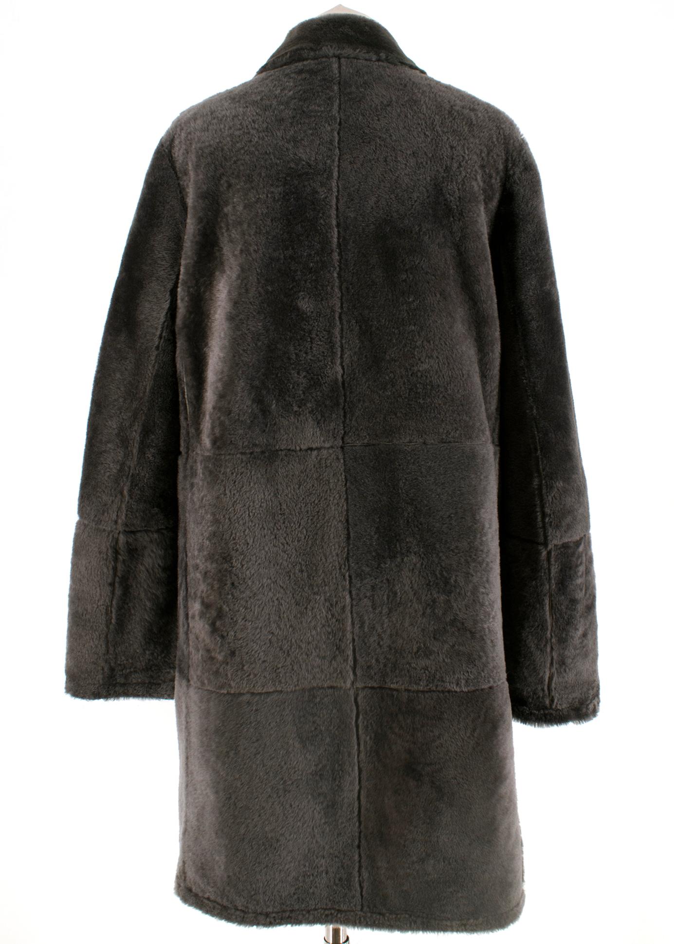 Women's Brunello Cucinelli Grey Reversible Sheepskin & Silk Coat 42 S