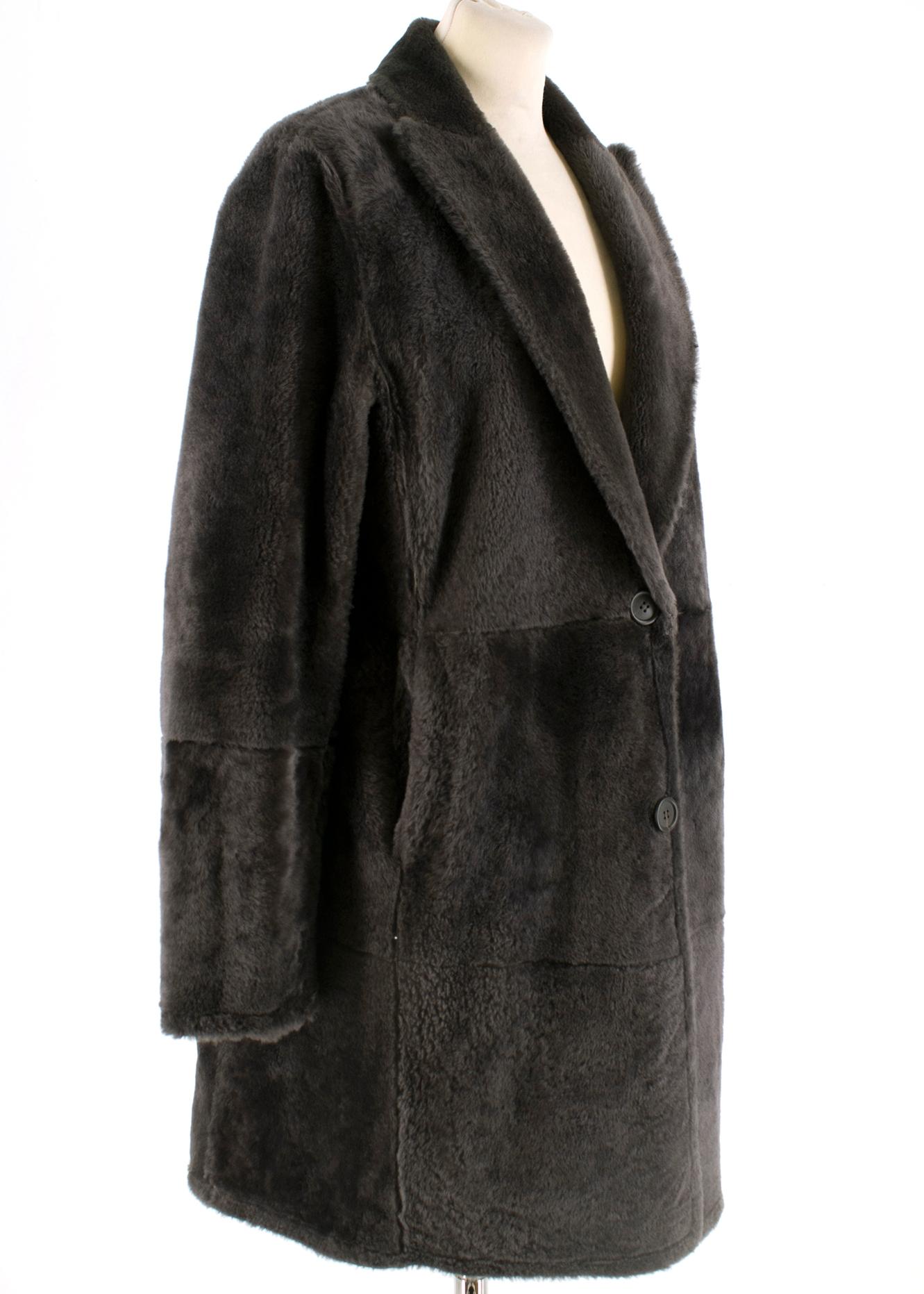 Brunello Cucinelli Grey Reversible Sheepskin & Silk Coat 42 S 2