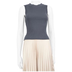 Brunello Cucinelli Grey Ribbed Knit Tank Top Size S