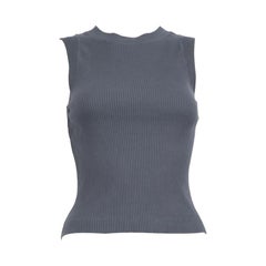 Brunello Cucinelli Grey Ribbed Knit Tank Top Size S