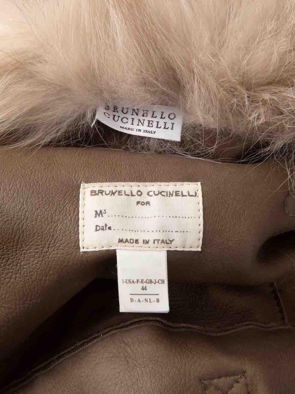 Brunello Cucinelli Grey Shearling Fur Trim Gilet Size L For Sale 1