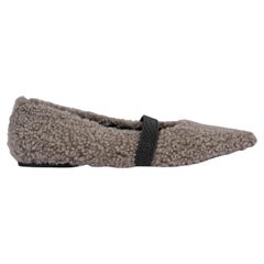 Brunello Cucinelli grigio SHEARLING MONILI Ballerine 38