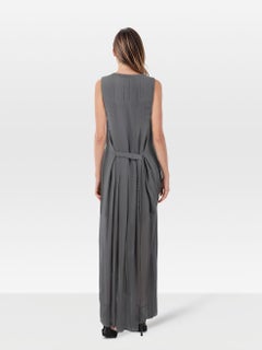 Brunello Cucinelli Grey Silk Maxi Sleeveless Dress Size M