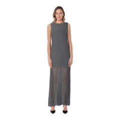 Brunello Cucinelli Graues Seiden-Maxi-Kleid ohne Ärmel Größe M