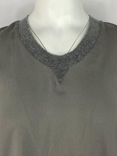 Brunello Cucinelli Grey Silk Sleeveless Blouse Top Size XL