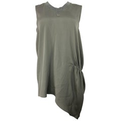 Brunello Cucinelli Grey Silk Sleeveless Blouse Top Size XL