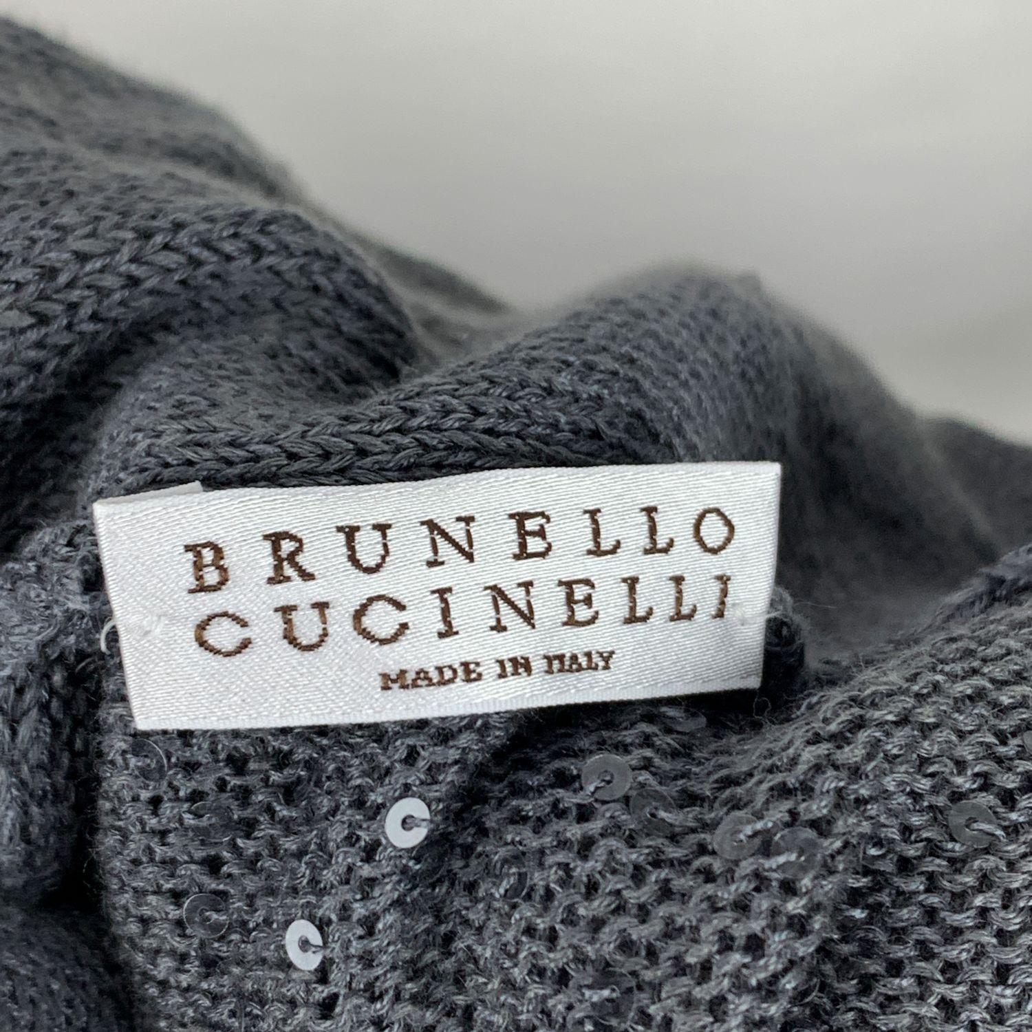 Brunello Cucinelli Grey Striped Short Sleeve Jumper Size S In Excellent Condition In Rome, Rome