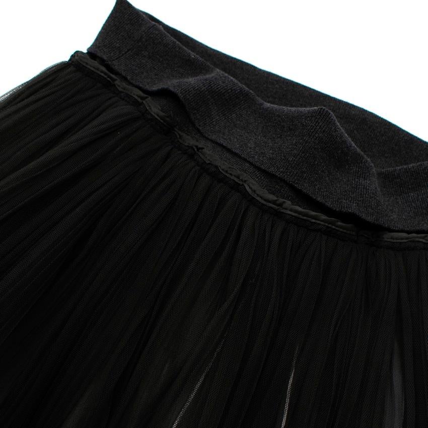 Black Brunello Cucinelli Grey Striped Tulle Mid-Length Skirt For Sale