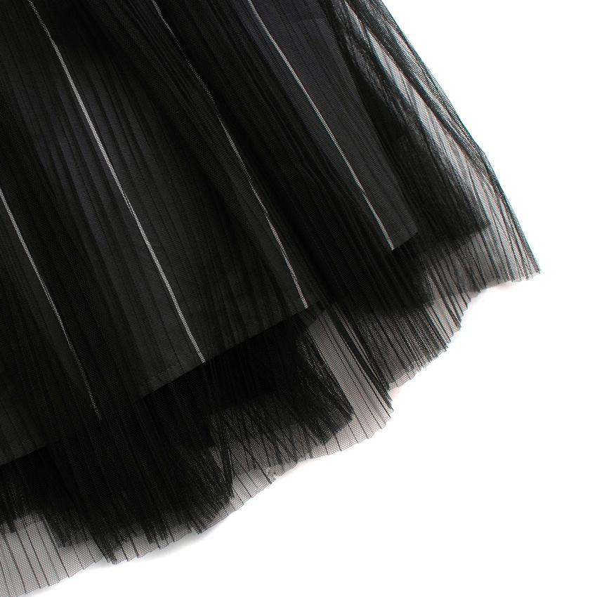 Brunello Cucinelli Grey Striped Tulle Mid-Length Skirt In Excellent Condition For Sale In London, GB