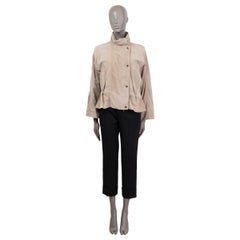 BRUNELLO CUCINELLI taupe suede HIGH NECK HOODED Jacket 38 XS