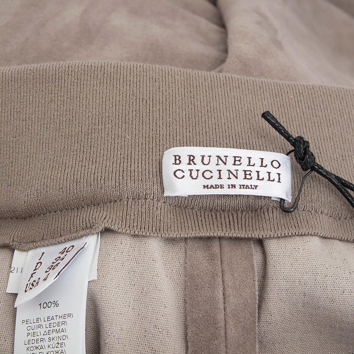 Women's BRUNELLO CUCINELLI grey suede JOGGING Pants 40 S For Sale