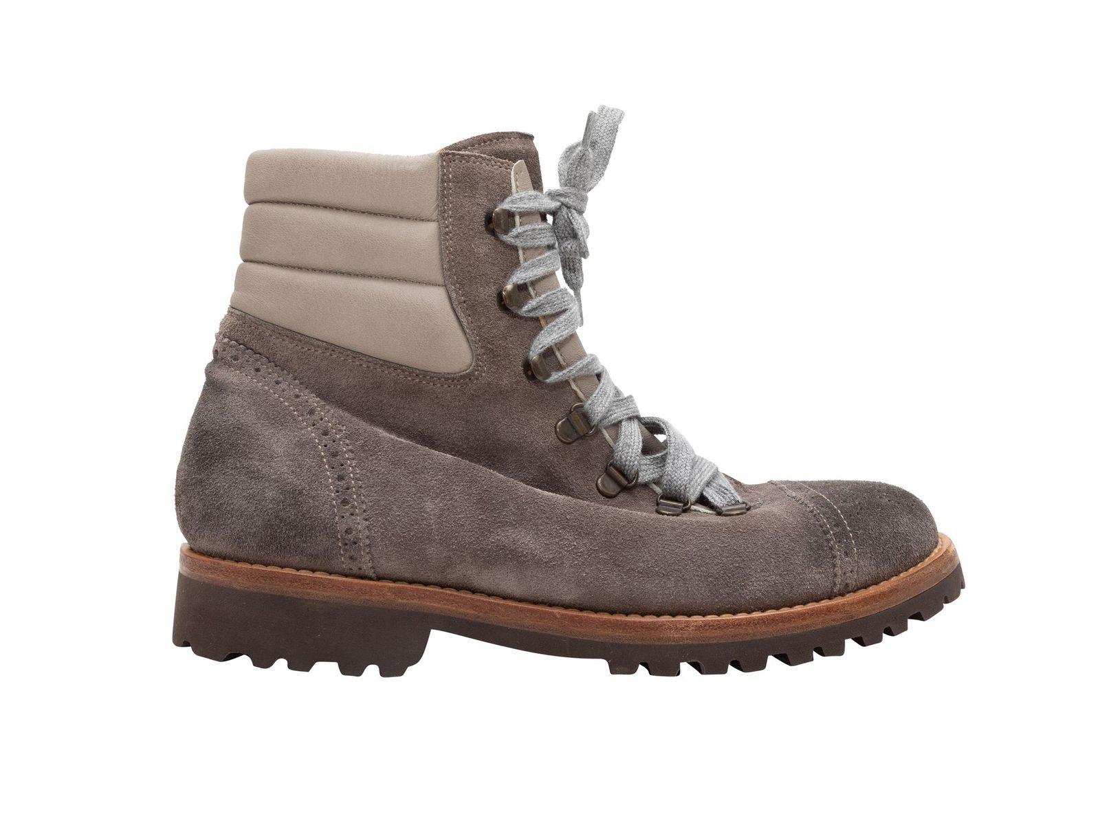 Brunello Cucinelli Grey Suede Lace-Up Boots 2