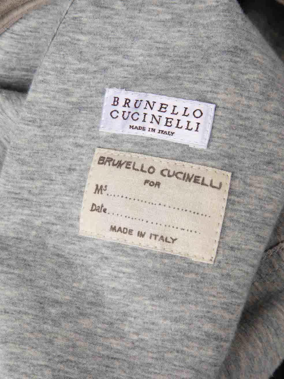 Brunello Cucinelli Grey Suede Mid-Length Coat Size M For Sale 1