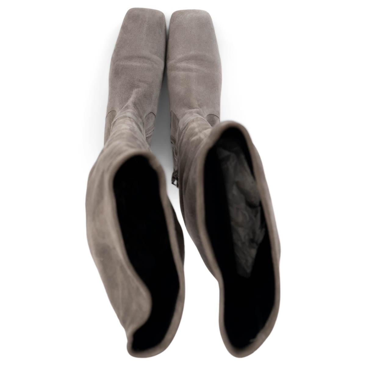 BRUNELLO CUCINELLI grey suede MONILI BLOCK HEEL OVER KNEE Boots Shoes 39 For Sale 1