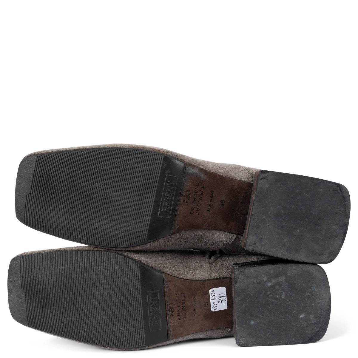 BRUNELLO CUCINELLI grey suede MONILI BLOCK HEEL OVER KNEE Boots Shoes 39 For Sale 3