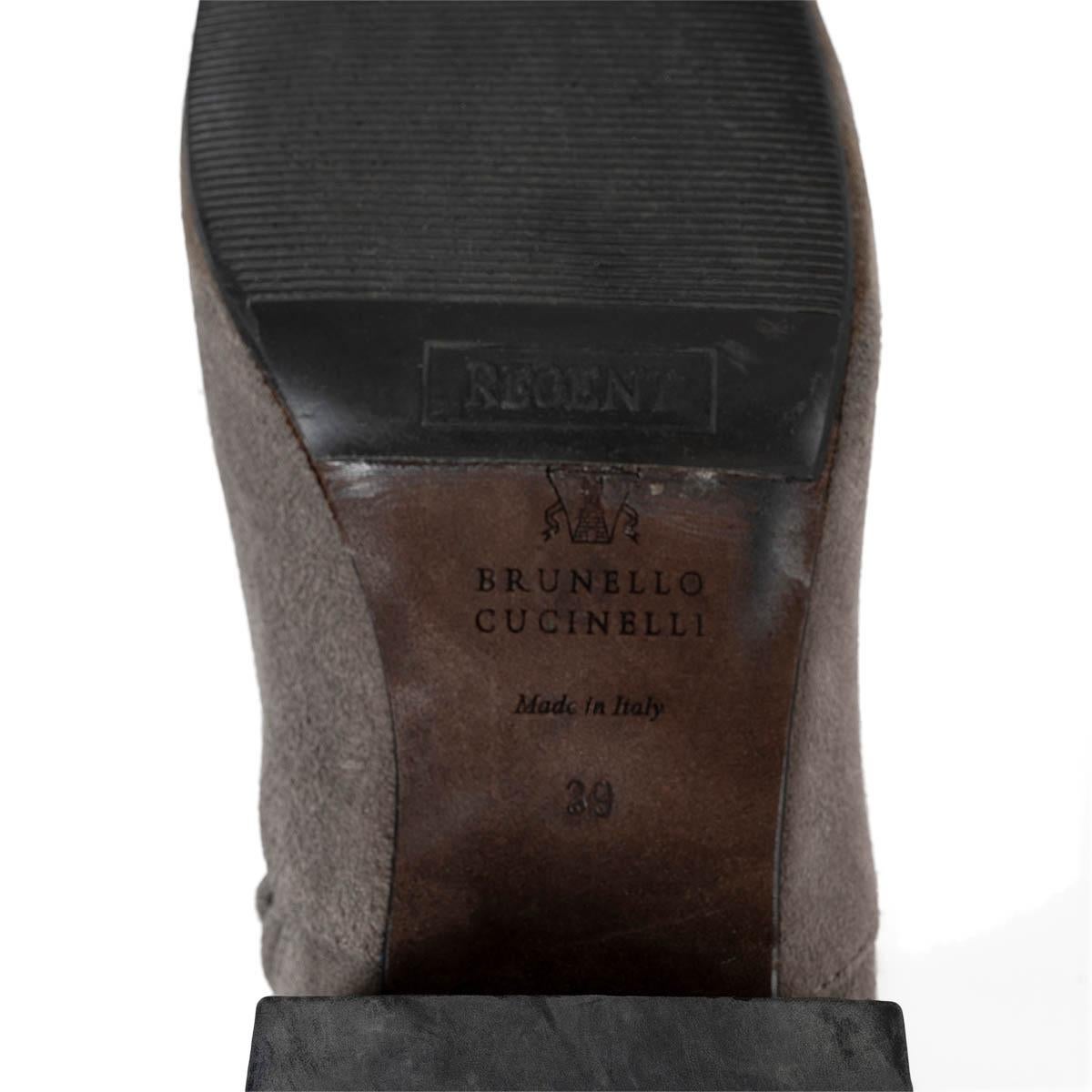 BRUNELLO CUCINELLI grey suede MONILI BLOCK HEEL OVER KNEE Boots Shoes 39 For Sale 4