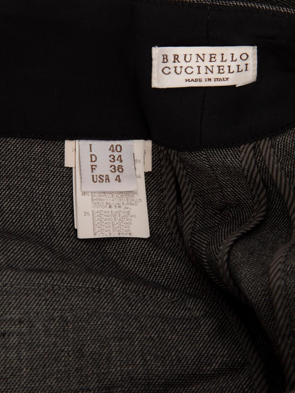 Brunello Cucinelli Graue spitz zulaufende Wollhose Größe S im Angebot 1