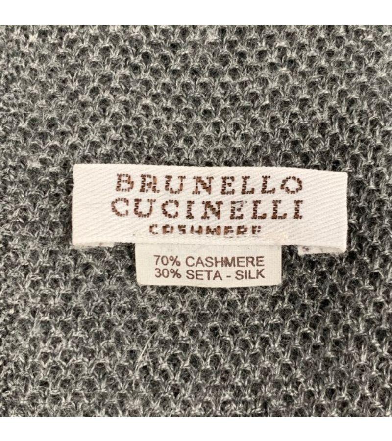 BRUNELLO CUCINELLI Grey Textured Cashmere Silk Tie In Good Condition In San Francisco, CA