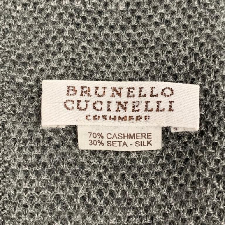 Men's BRUNELLO CUCINELLI Grey Textured Cashmere Silk Tie For Sale