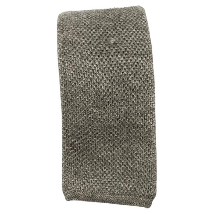 BRUNELLO CUCINELLI Grey Textured Cashmere Silk Tie