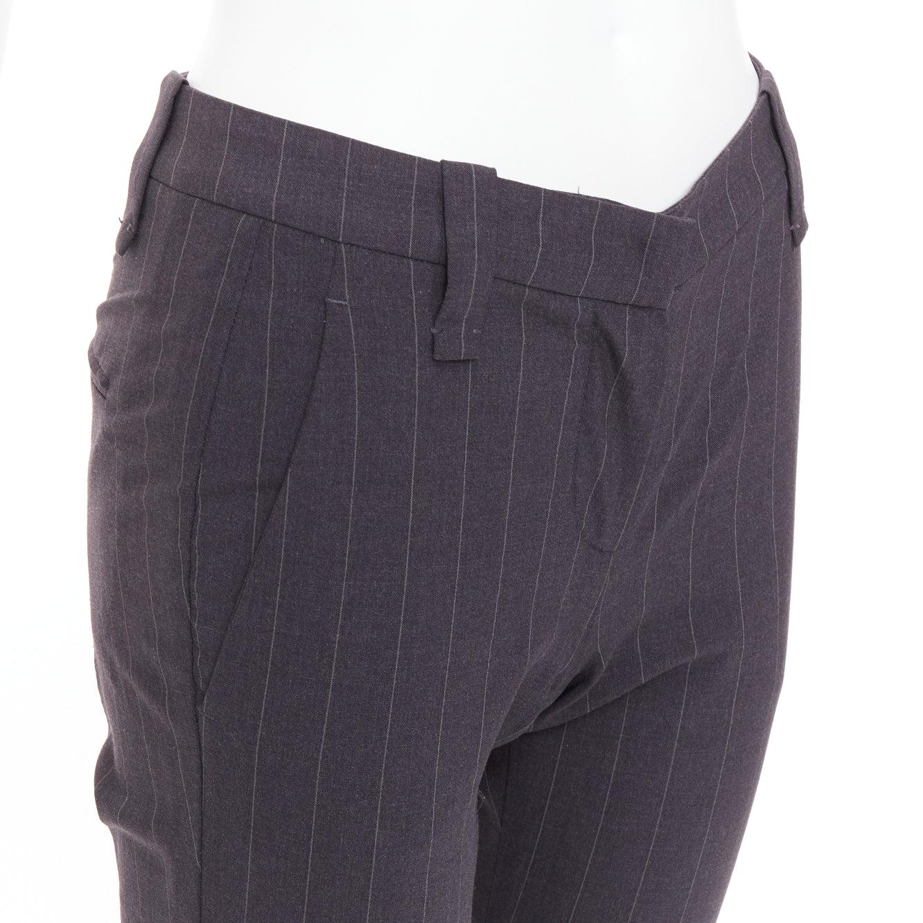 BRUNELLO CUCINELLI Graue Hose aus Schurwollmischung mit Nadelstreifen und Kapuze IT38 XS im Angebot 2