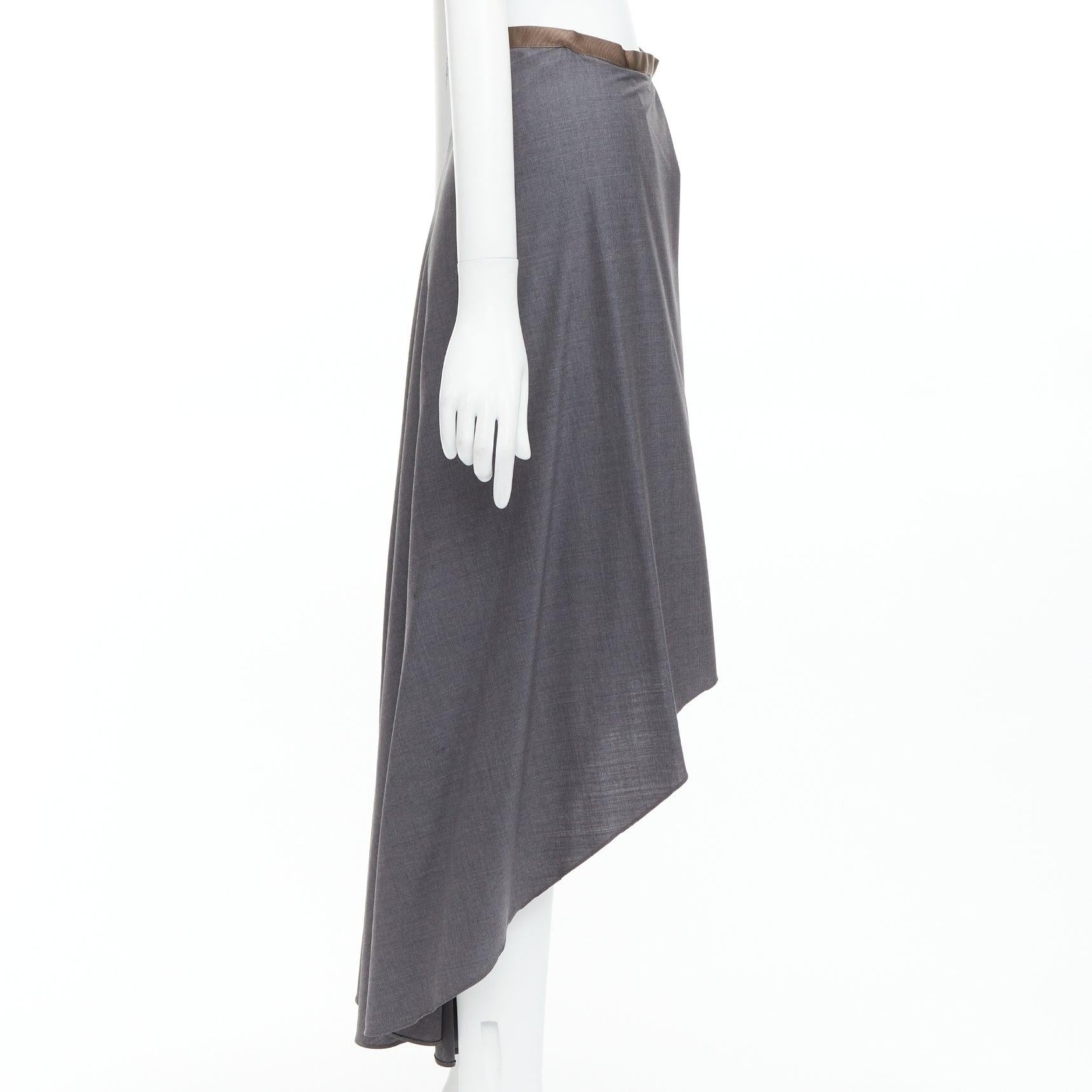 BRUNELLO CUCINELLI falda drapeada de lana virgen gris IT36 XXS en Bueno estado para la venta en Hong Kong, NT