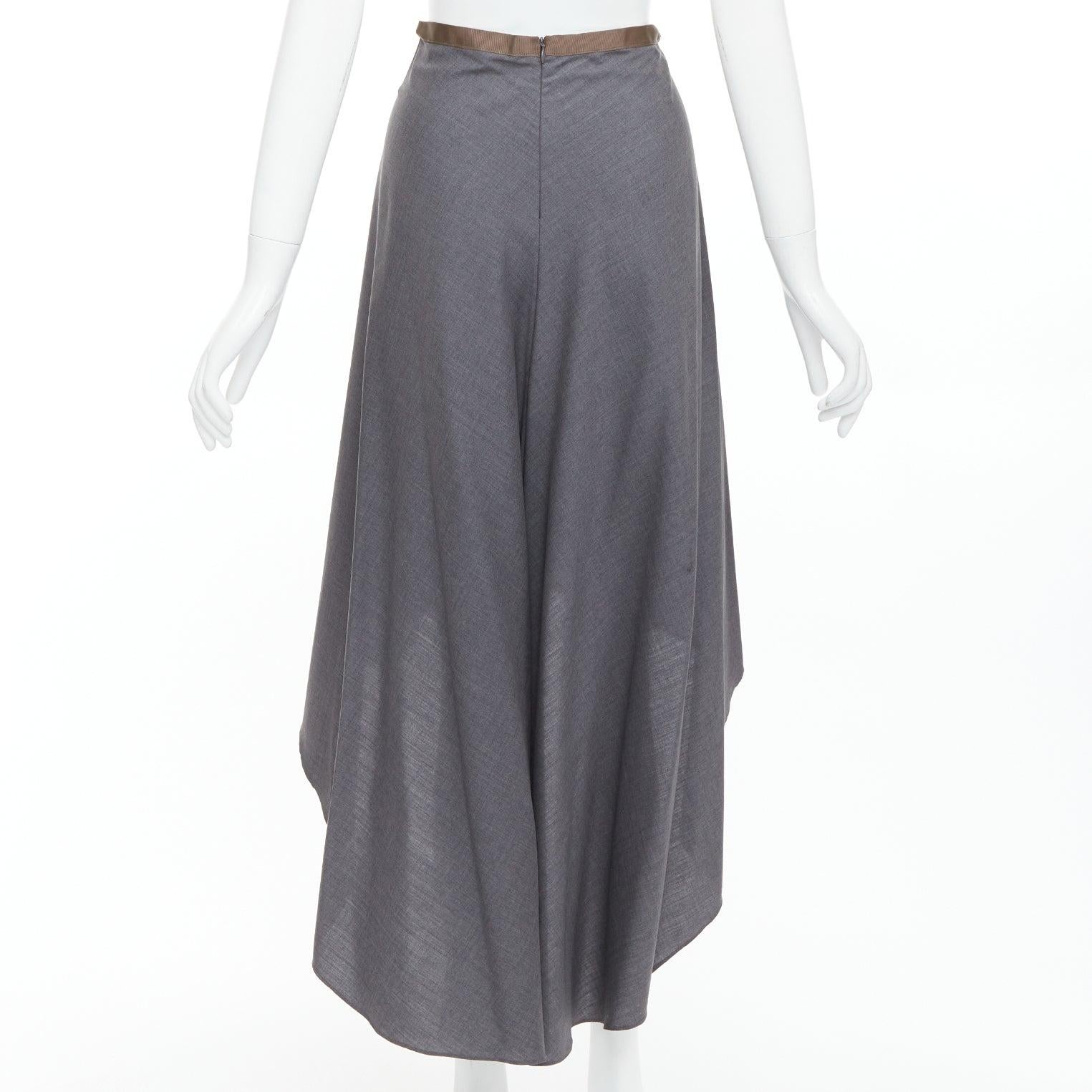 De las mujeres BRUNELLO CUCINELLI falda drapeada de lana virgen gris IT36 XXS en venta